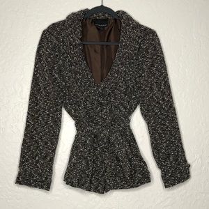 Cynthia Rowley Black & Gray Belted Jacket Size Large